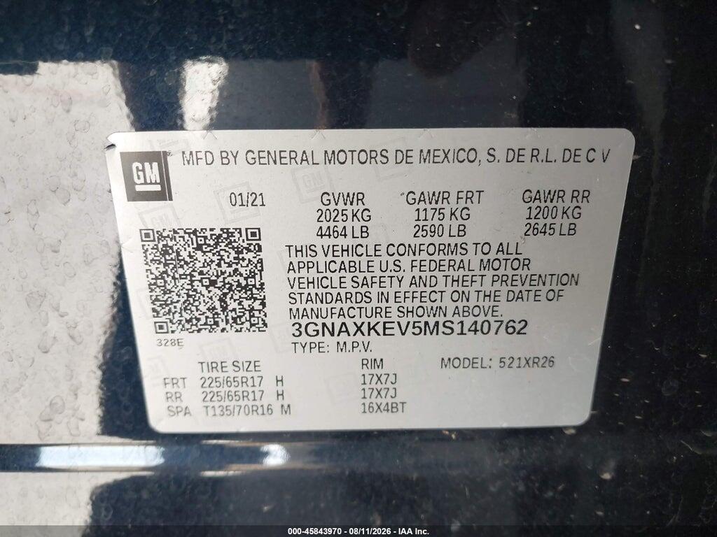 3GNAXKEV5MS140762 2021 CHEVROLET EQUINOX photo no. 9