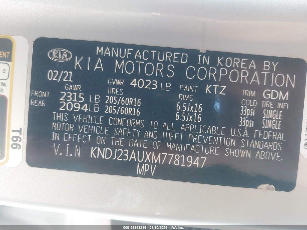 KNDJ23AUXM7781947 2021 KIA SOUL photo no. 9