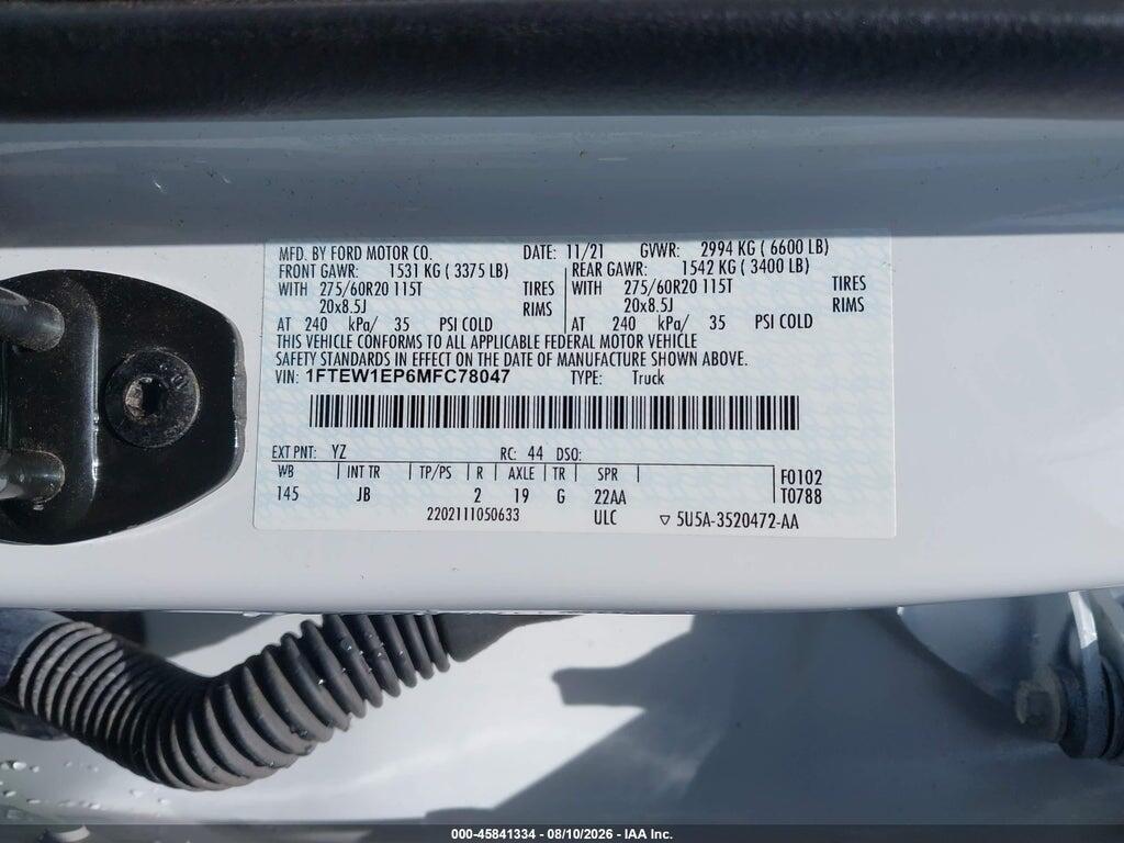 1FTEW1EP6MFC78047 2021 FORD F-150 photo no. 9