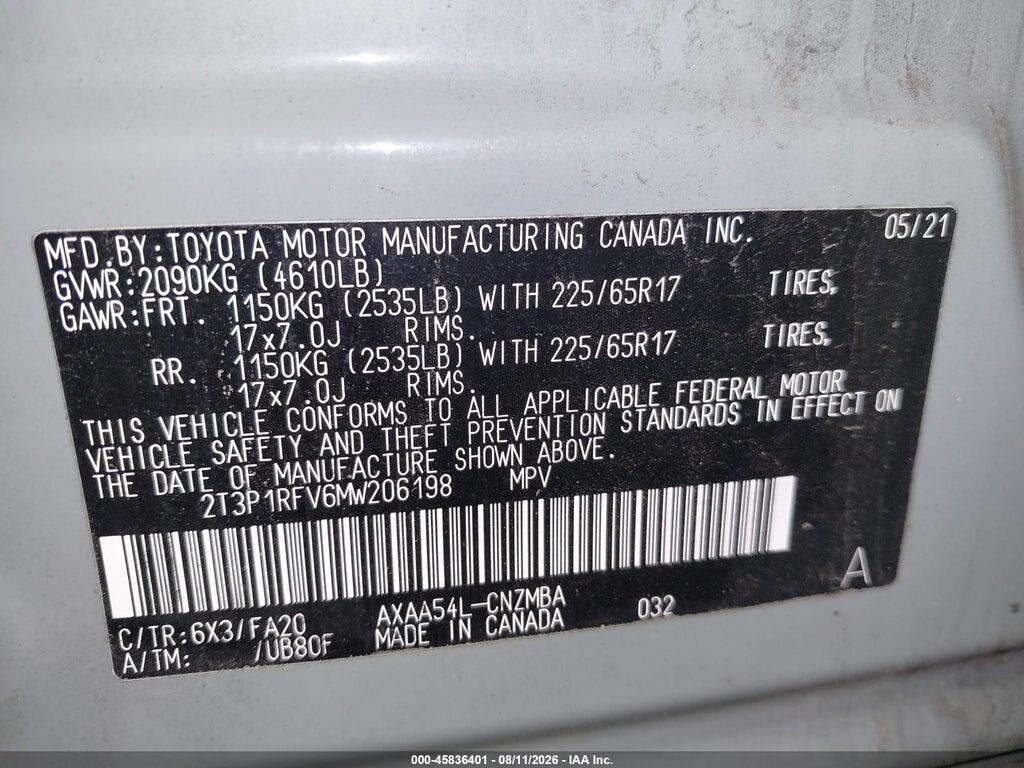 2T3P1RFV6MW206198 2021 TOYOTA RAV4 photo no. 9