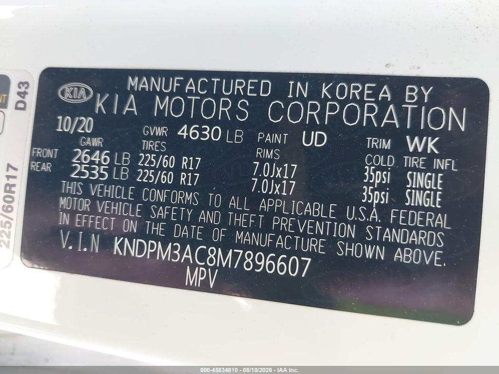 KNDPM3AC8M7896607 2021 KIA SPORTAGE photo no. 9