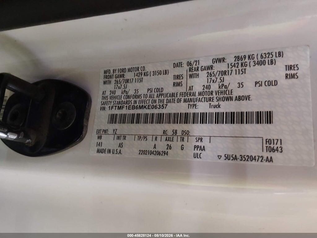 1FTMF1EB6MKE06357 2021 FORD F-150 photo no. 9