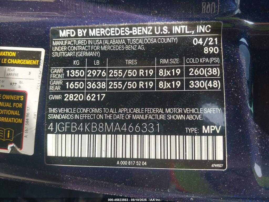 4JGFB4KB8MA466331 2021 MERCEDES-BENZ GLE 350 photo no. 9