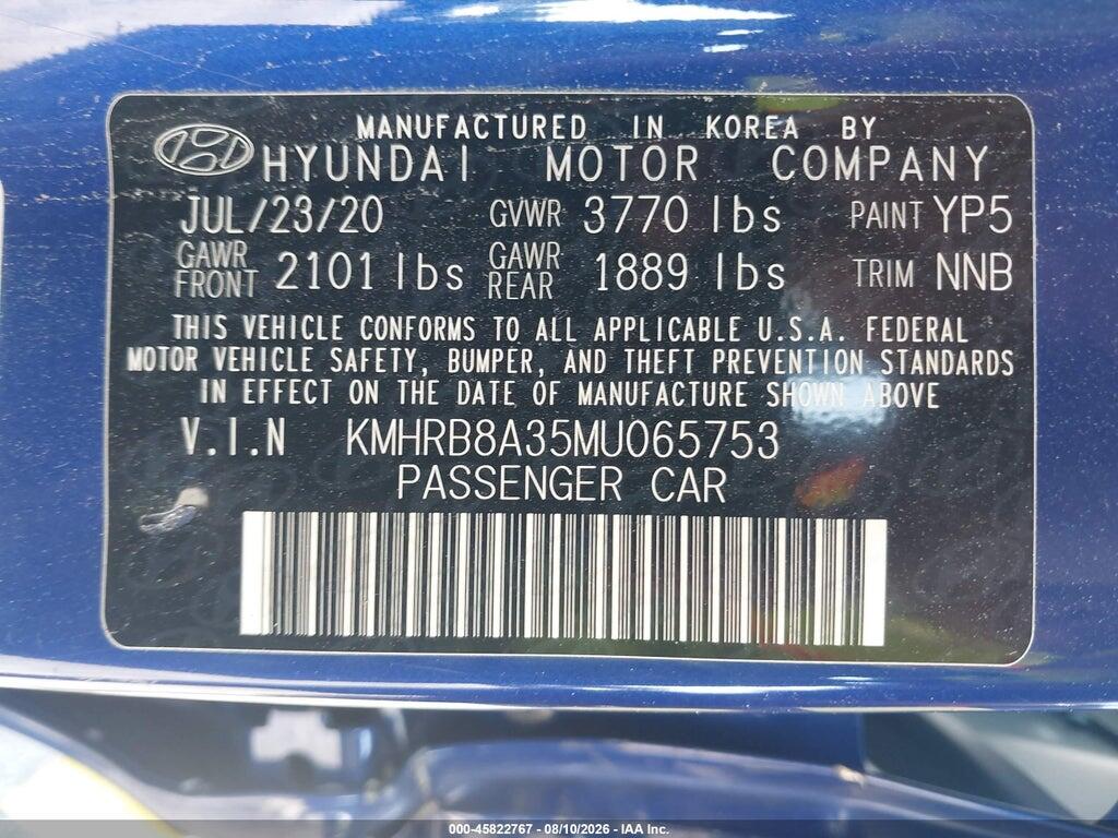 KMHRB8A35MU065753 2021 HYUNDAI VENUE photo no. 9
