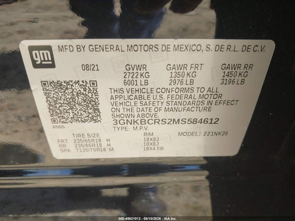 3GNKBCRS2MS584612 2021 CHEVROLET BLAZER photo no. 9