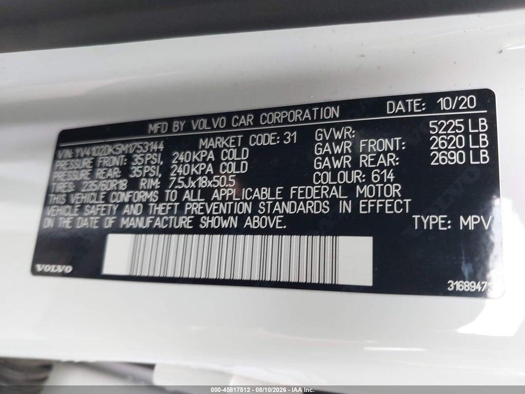 YV4102DK5M1753144 2021 VOLVO XC60 photo no. 9