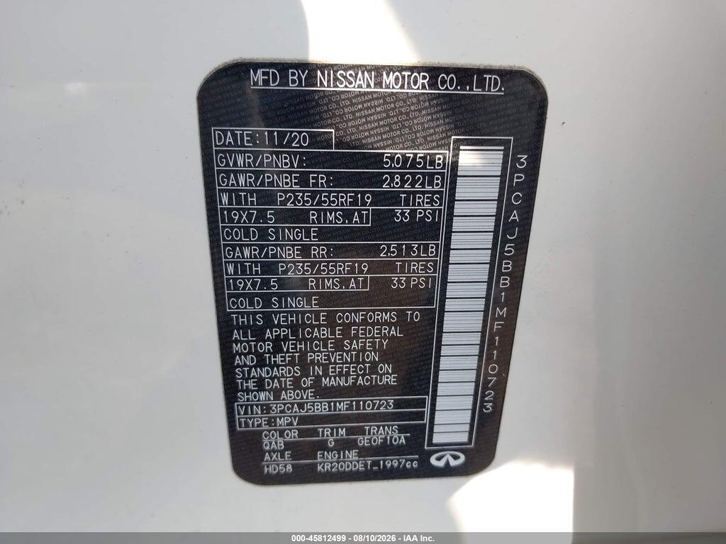 3PCAJ5BB1MF110723 2021 INFINITI QX50 photo no. 9
