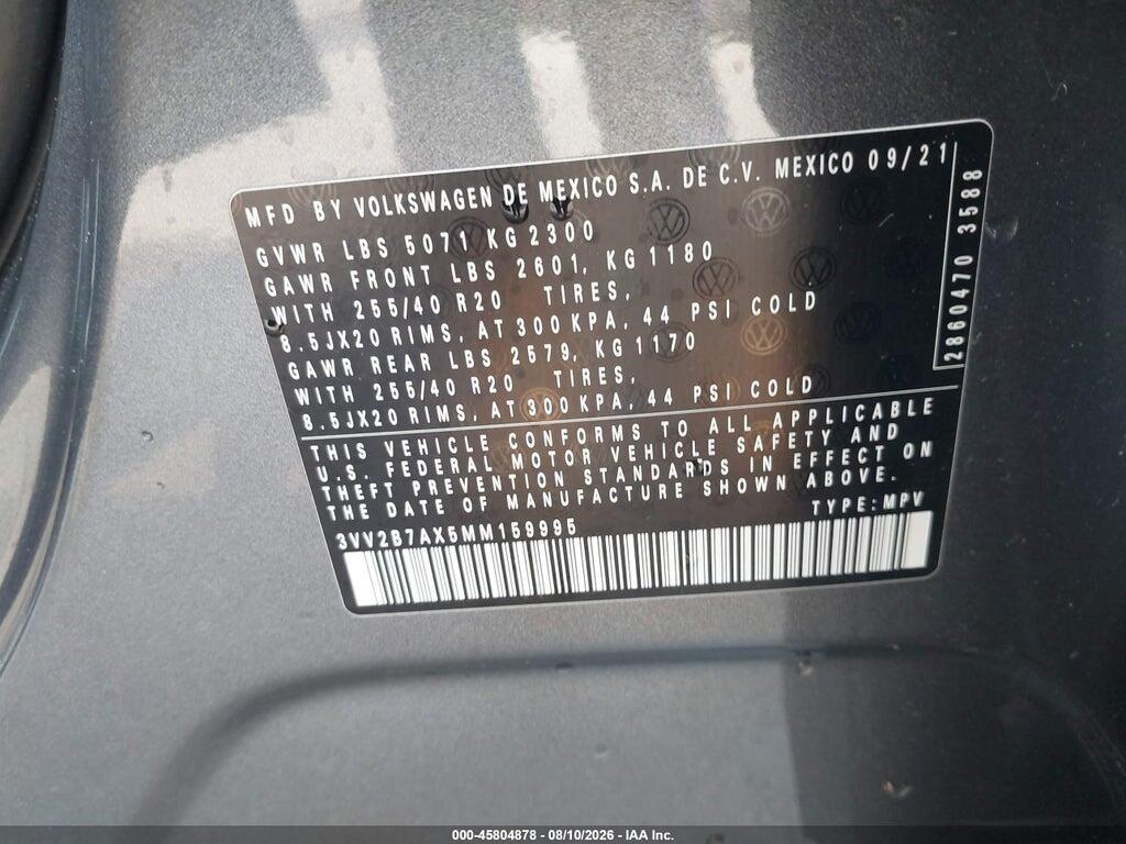 3VV2B7AX5MM159995 2021 VOLKSWAGEN TIGUAN photo no. 9