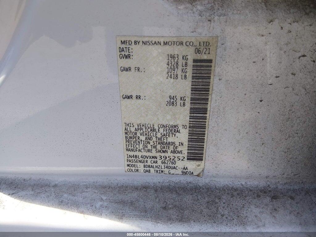 1N4BL4DVXMN395252 2021 NISSAN ALTIMA photo no. 9