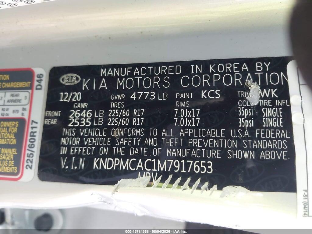 KNDPMCAC1M7917653 2021 KIA SPORTAGE photo no. 9