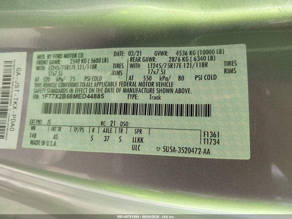 1FT7X2B68MED44885 2021 FORD F-250 photo no. 9