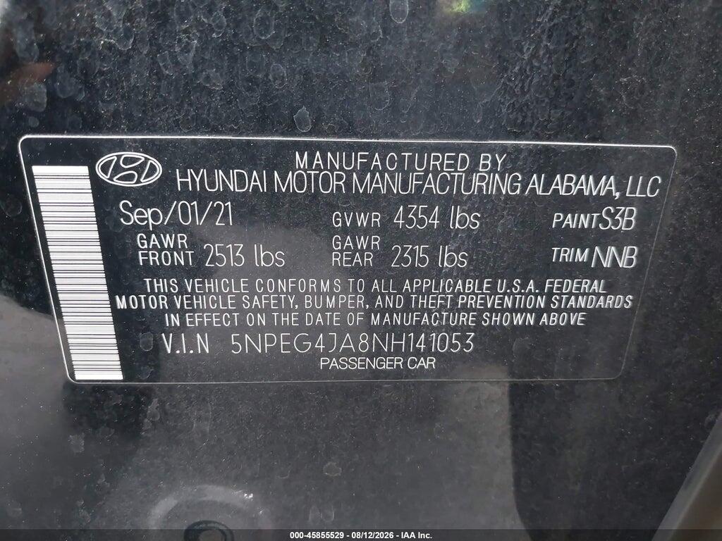 5NPEG4JA8NH141053 2022 HYUNDAI SONATA photo no. 9
