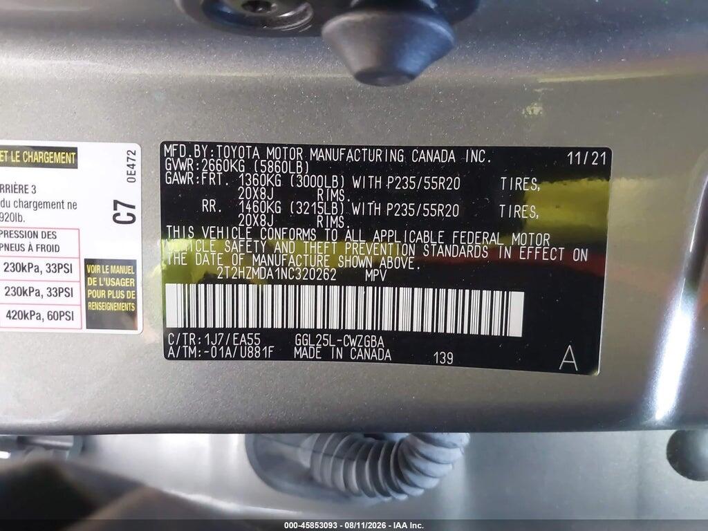 2T2HZMDA1NC320262 2022 LEXUS RX 350 photo no. 9