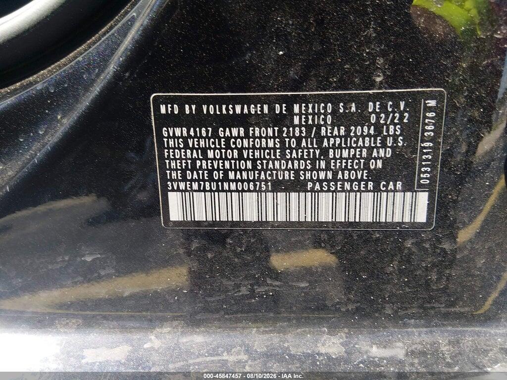 3VWEM7BU1NM006751 2022 VOLKSWAGEN JETTA photo no. 9
