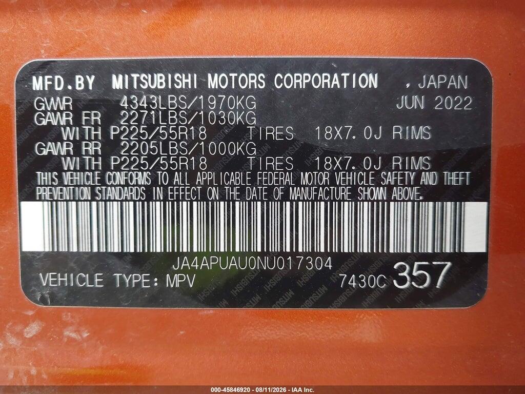 JA4APUAU0NU017304 2022 MITSUBISHI OUTLANDER SPORT photo no. 9