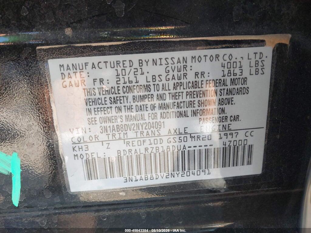 3N1AB8DV2NY204091 2022 NISSAN SENTRA photo no. 9