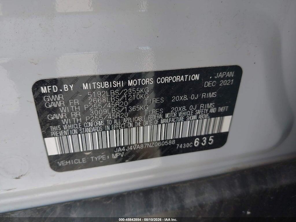 JA4J4VA87NZ060588 2022 MITSUBISHI OUTLANDER photo no. 9