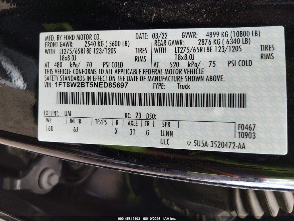 1FT8W2BT5NED85697 2022 FORD F-250 photo no. 9