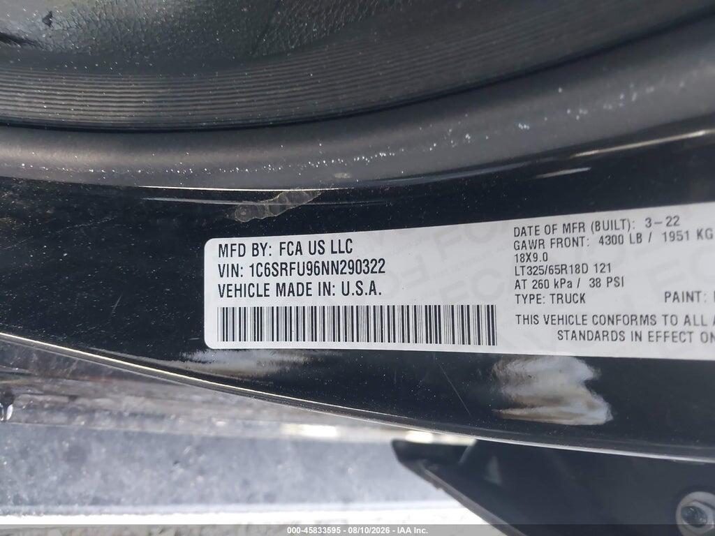 1C6SRFU96NN290322 2022 RAM 1500 photo no. 9