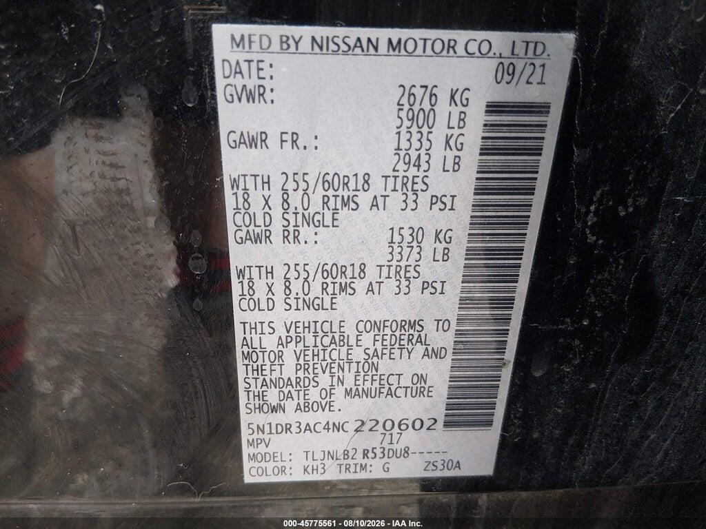 5N1DR3AC4NC220602 2022 NISSAN PATHFINDER photo no. 9