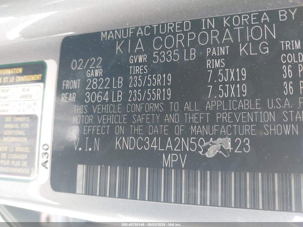 KNDC34LA2N5042423 2022 KIA EV6 photo no. 9