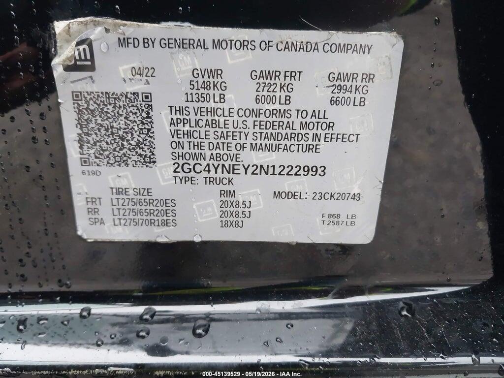 2GC4YNEY2N1222993 2022 CHEVROLET SILVERADO 2500HD photo no. 8