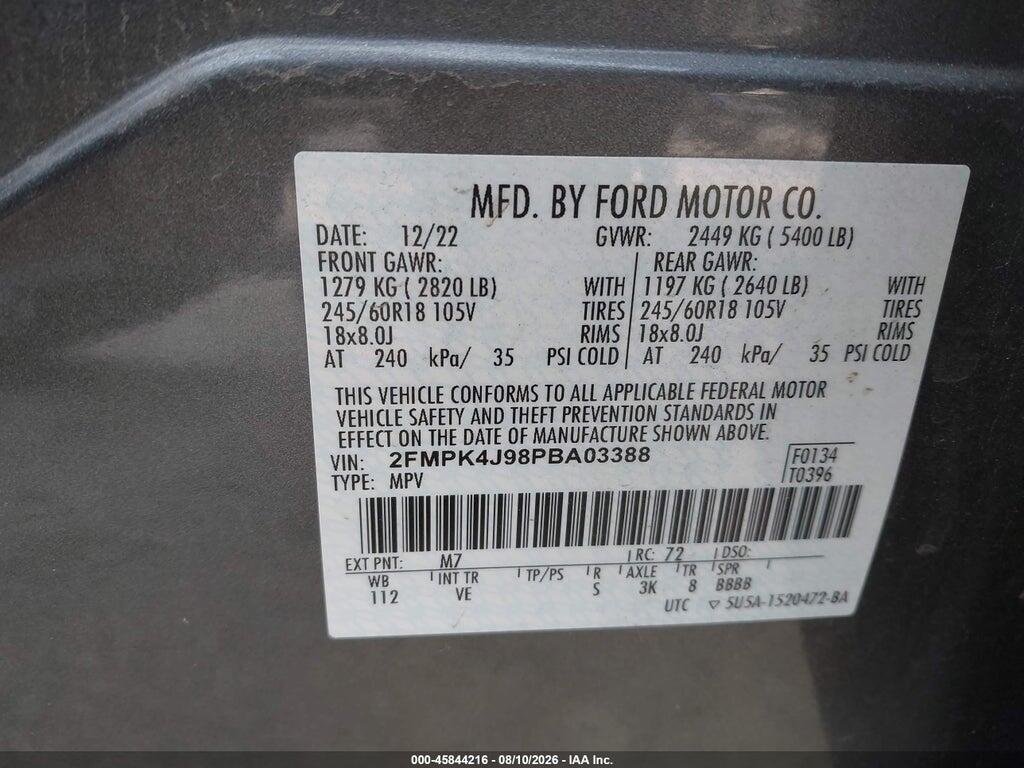 2FMPK4J98PBA03388 2023 FORD EDGE photo no. 9