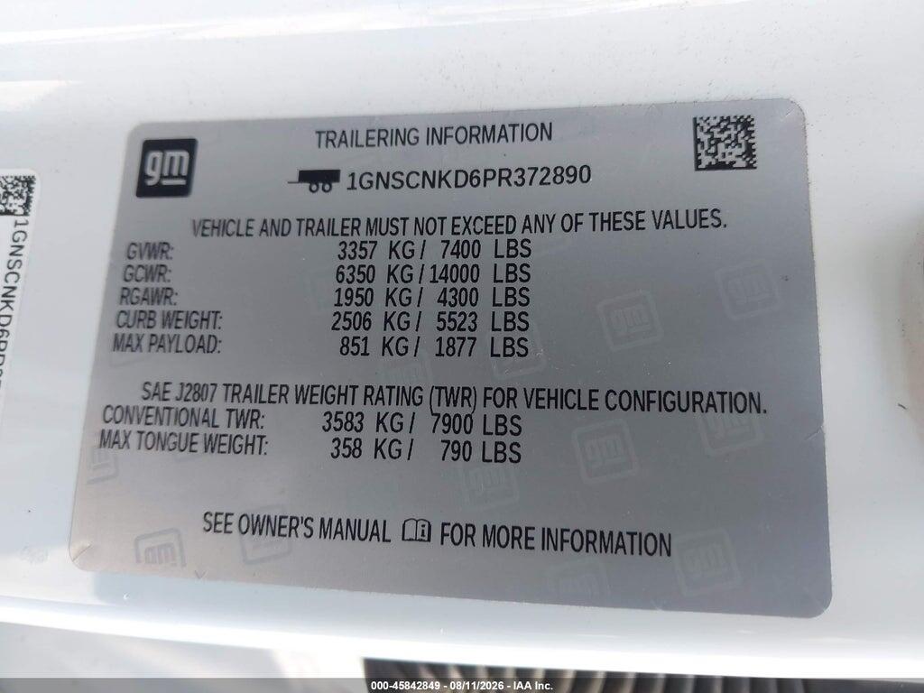 1GNSCNKD6PR372890 2023 CHEVROLET TAHOE photo no. 9