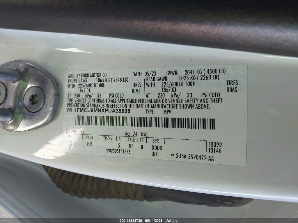 1FMCU9MNXPUA38698 2023 FORD ESCAPE photo no. 9