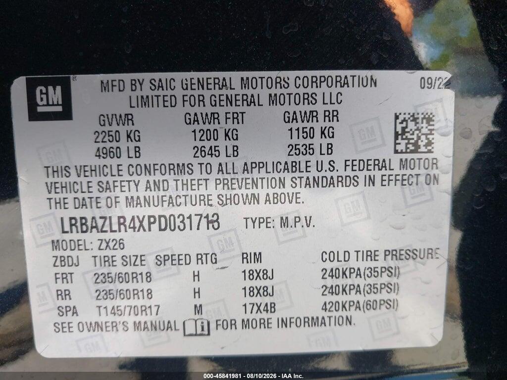 LRBAZLR4XPD031713 2023 BUICK ENVISION photo no. 9