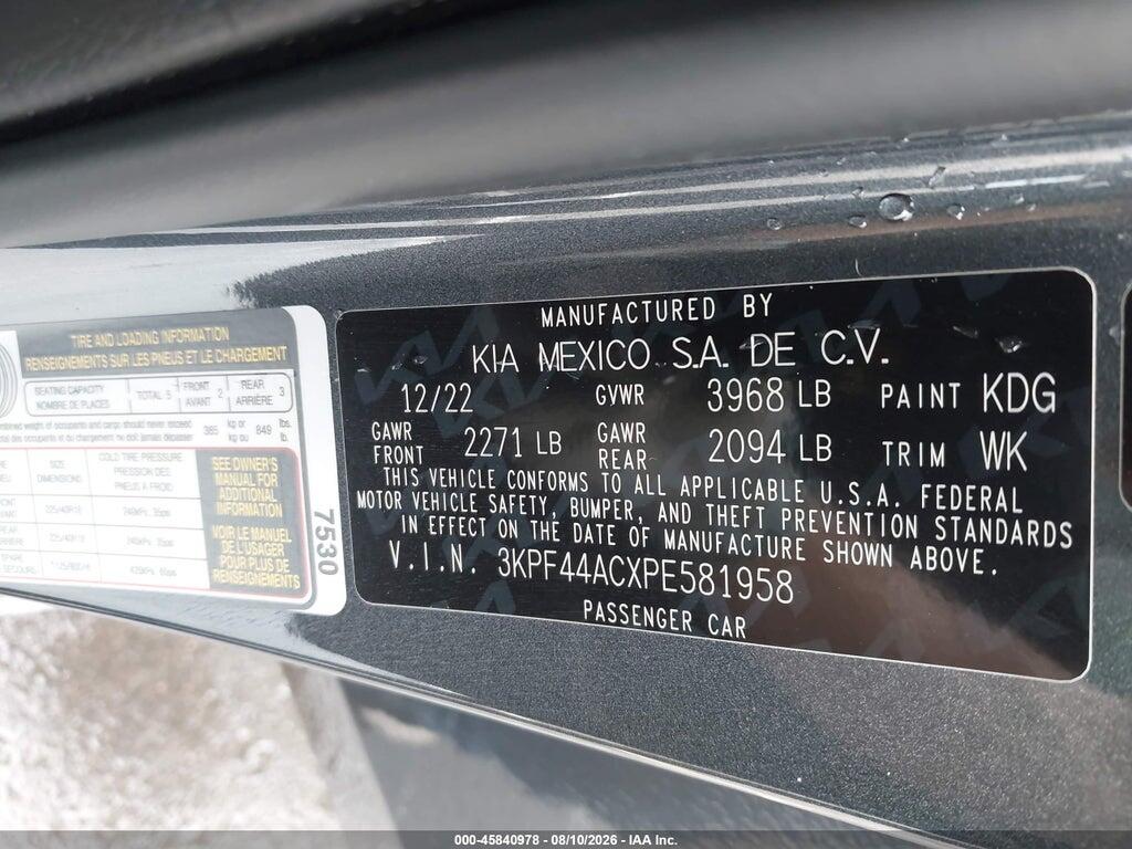 3KPF44ACXPE581958 2023 KIA FORTE photo no. 9