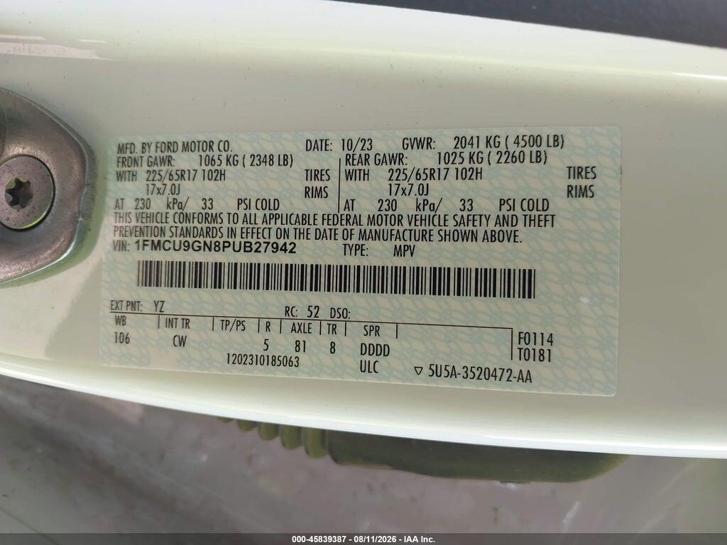 1FMCU9GN8PUB27942 2023 FORD ESCAPE photo no. 9