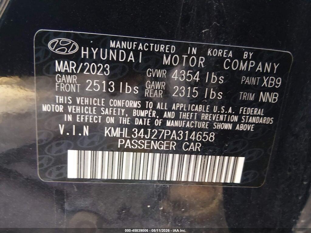 KMHL34J27PA314658 2023 HYUNDAI SONATA photo no. 9