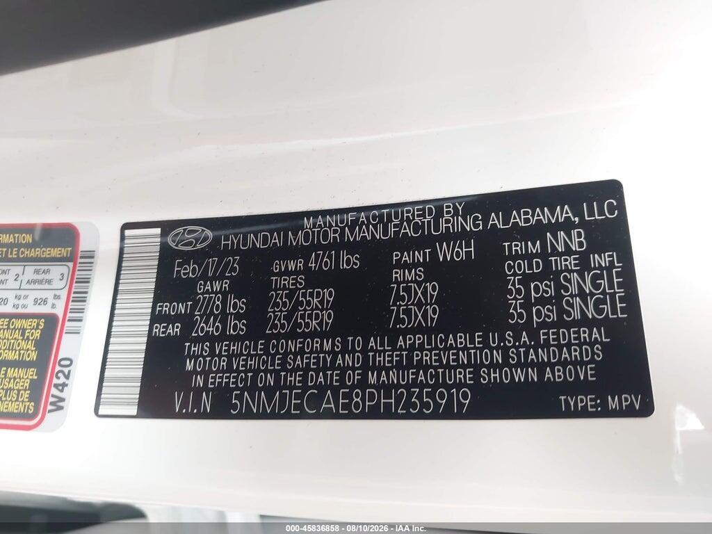 5NMJECAE8PH235919 2023 HYUNDAI TUCSON photo no. 9