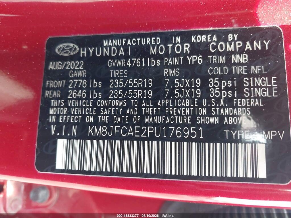 KM8JFCAE2PU176951 2023 HYUNDAI TUCSON photo no. 9