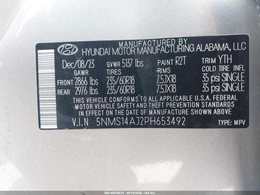 5NMS14AJ2PH653492 2023 HYUNDAI SANTA FE photo no. 9
