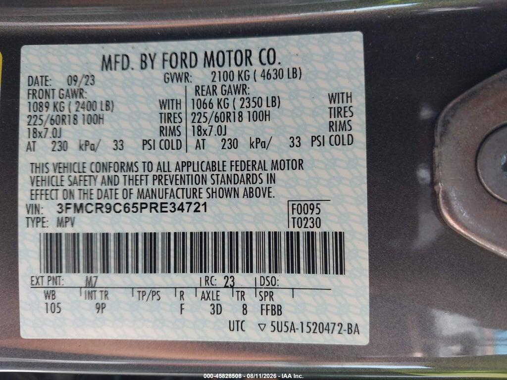 3FMCR9C65PRE34721 2023 FORD BRONCO SPORT photo no. 9