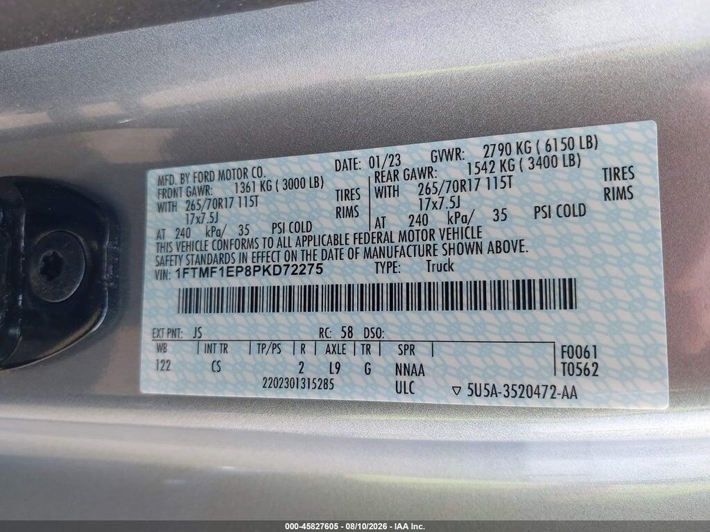 1FTMF1EP8PKD72275 2023 FORD F-150 photo no. 9