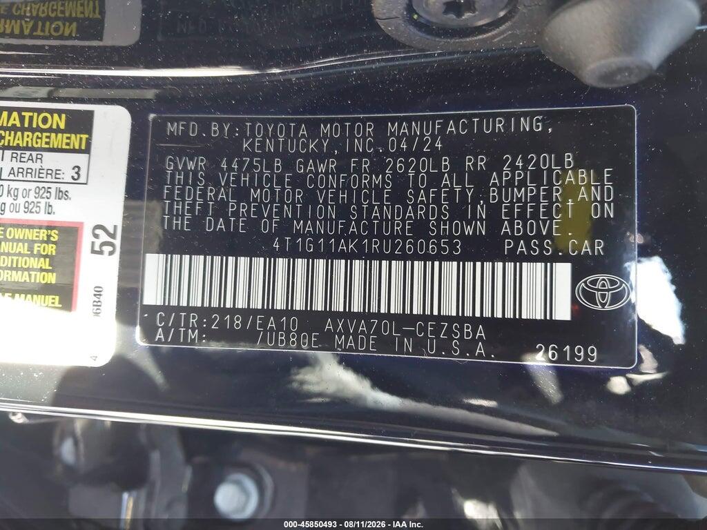 4T1G11AK1RU260653 2024 TOYOTA CAMRY photo no. 9