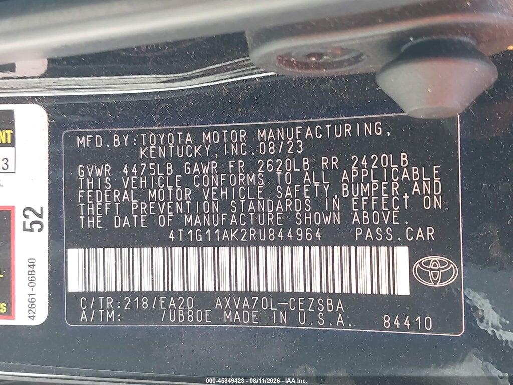 4T1G11AK2RU844964 2024 TOYOTA CAMRY photo no. 9