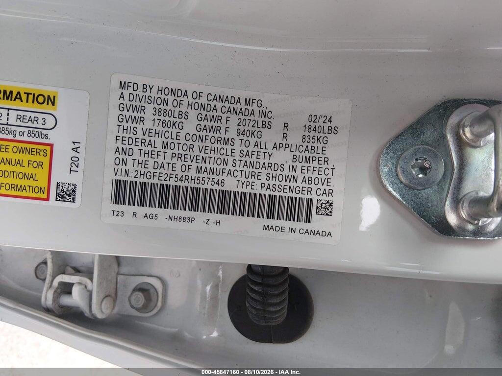 2HGFE2F54RH557546 2024 HONDA CIVIC photo no. 9