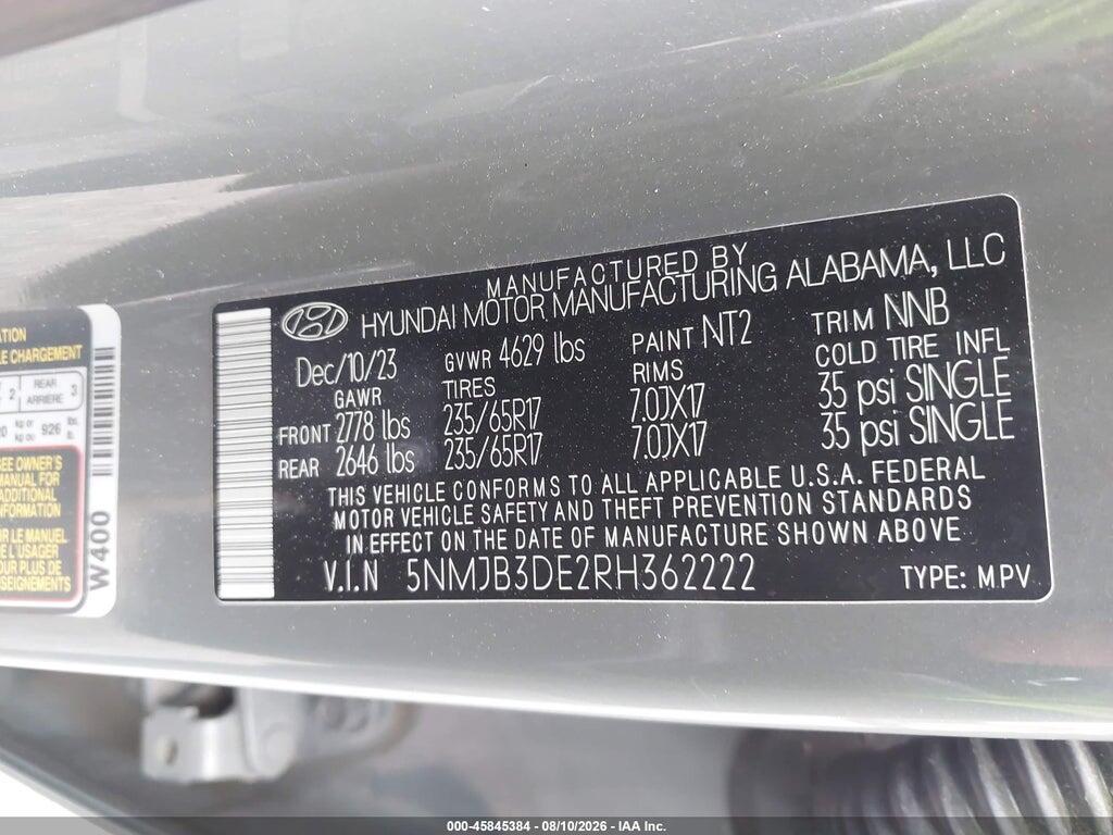 5NMJB3DE2RH362222 2024 HYUNDAI TUCSON photo no. 9