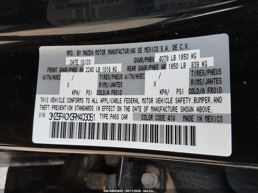 3MZBPACM3RM403051 2024 MAZDA MAZDA3 photo no. 9