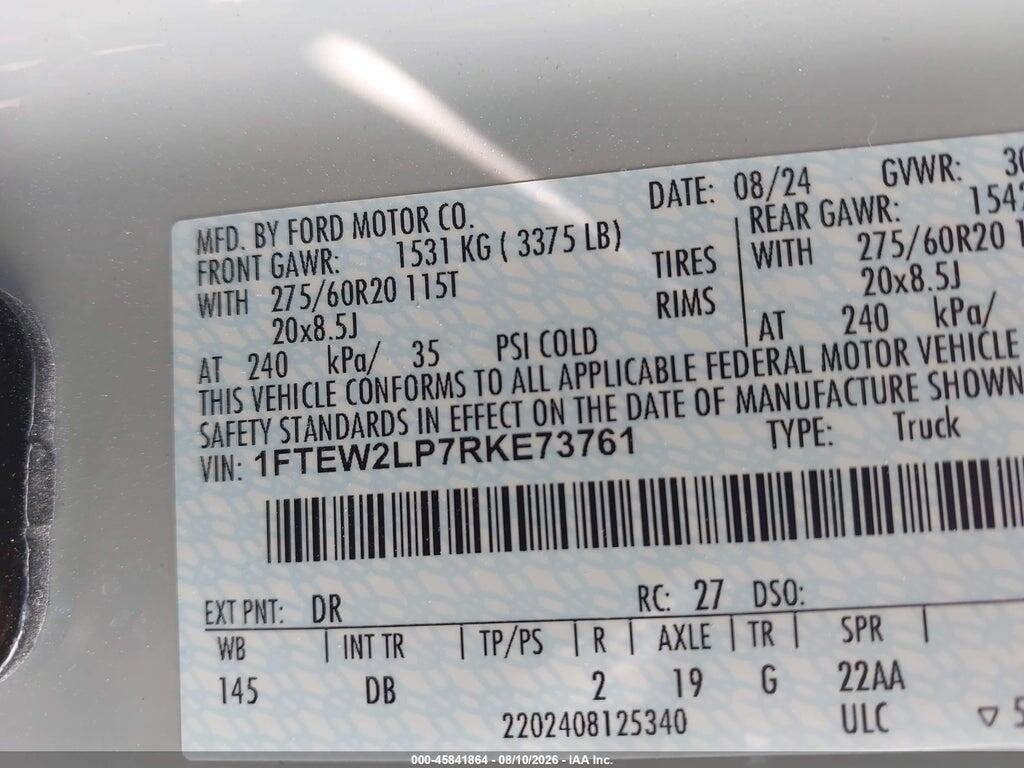 1FTEW2LP7RKE73761 2024 FORD F-150 photo no. 9