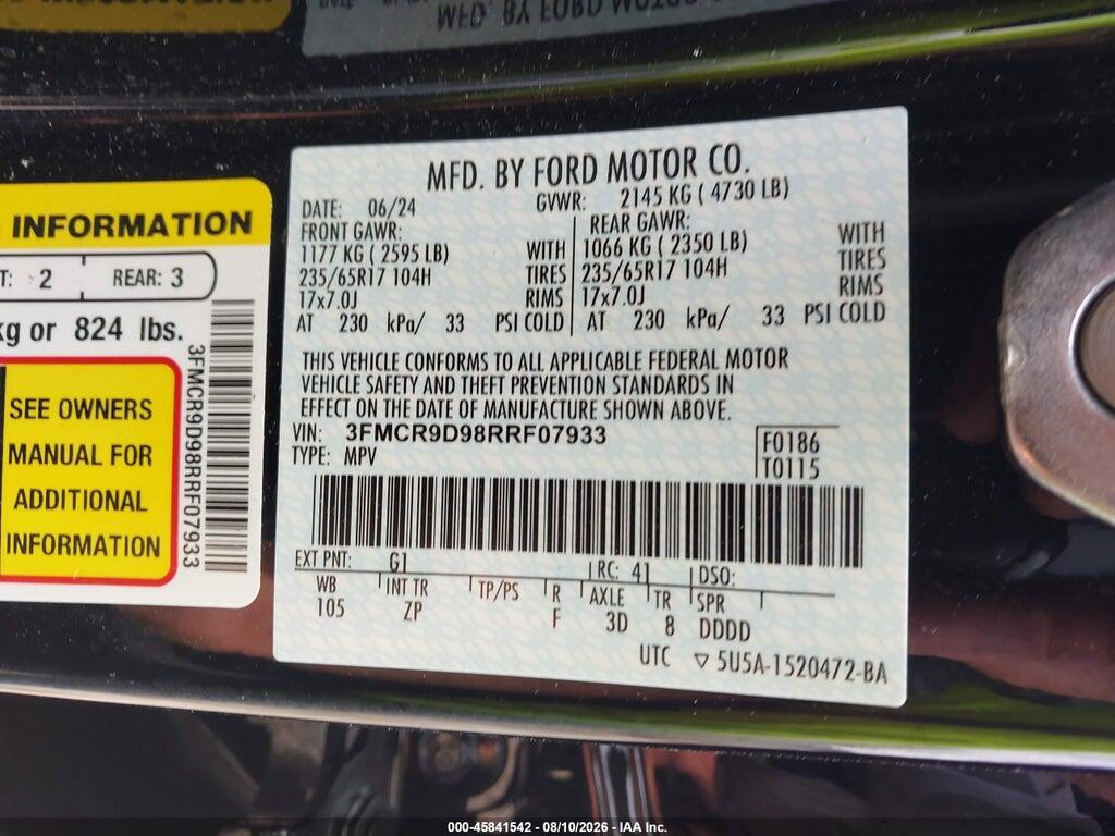 3FMCR9D98RRF07933 2024 FORD BRONCO SPORT photo no. 9
