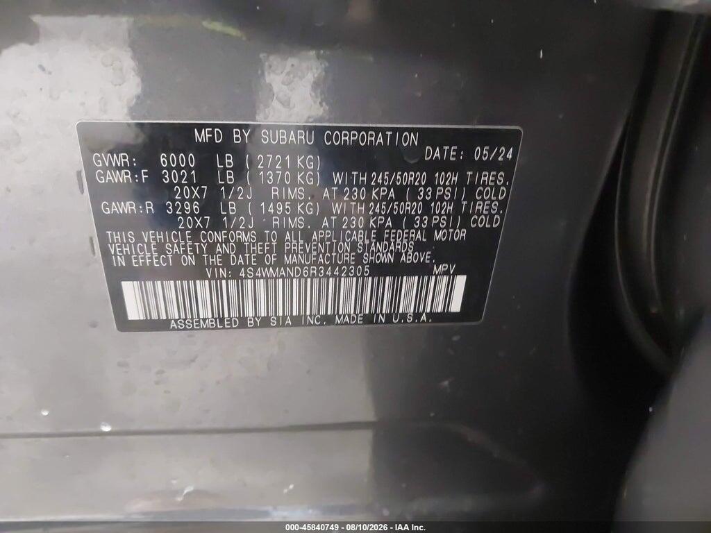 4S4WMAND6R3442305 2024 SUBARU ASCENT photo no. 9