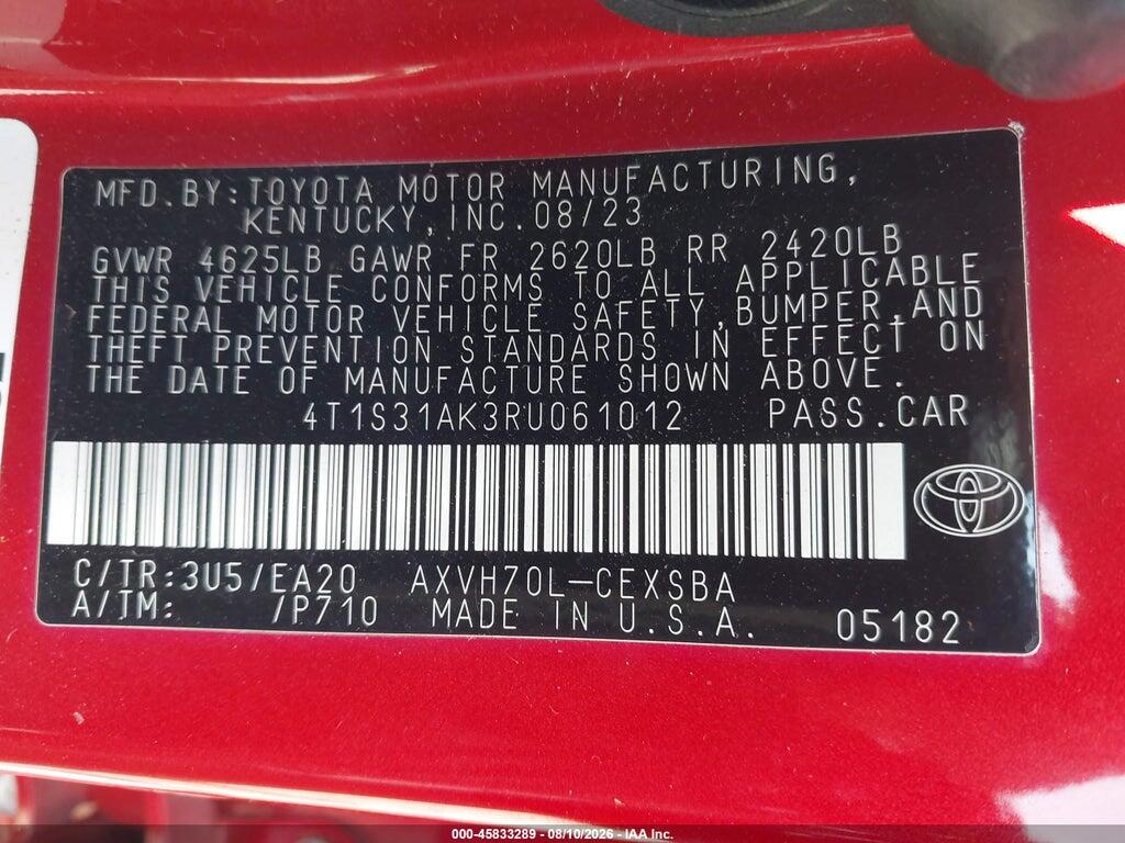 4T1S31AK3RU061012 2024 TOYOTA CAMRY HYBRID photo no. 9