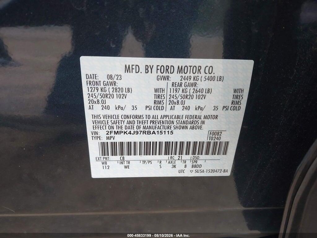 2FMPK4J97RBA15115 2024 FORD EDGE photo no. 9