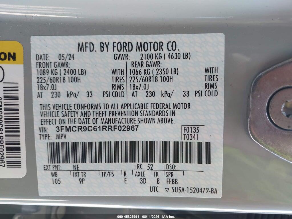 3FMCR9C66RRS02967 2024 FORD BRONCO SPORT photo no. 9