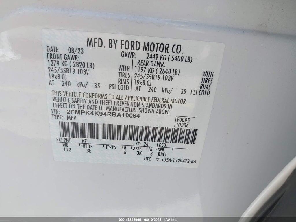 2FMPK4K94RBA10064 2024 FORD EDGE photo no. 9